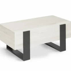 IDMarket Table basse industrielle relevable bois gris* Collection Design|Collection Moderne