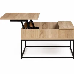 IDMarket Table basse industrielle carrée avec plateau relevable* Collection Industrielle|Salon Complet