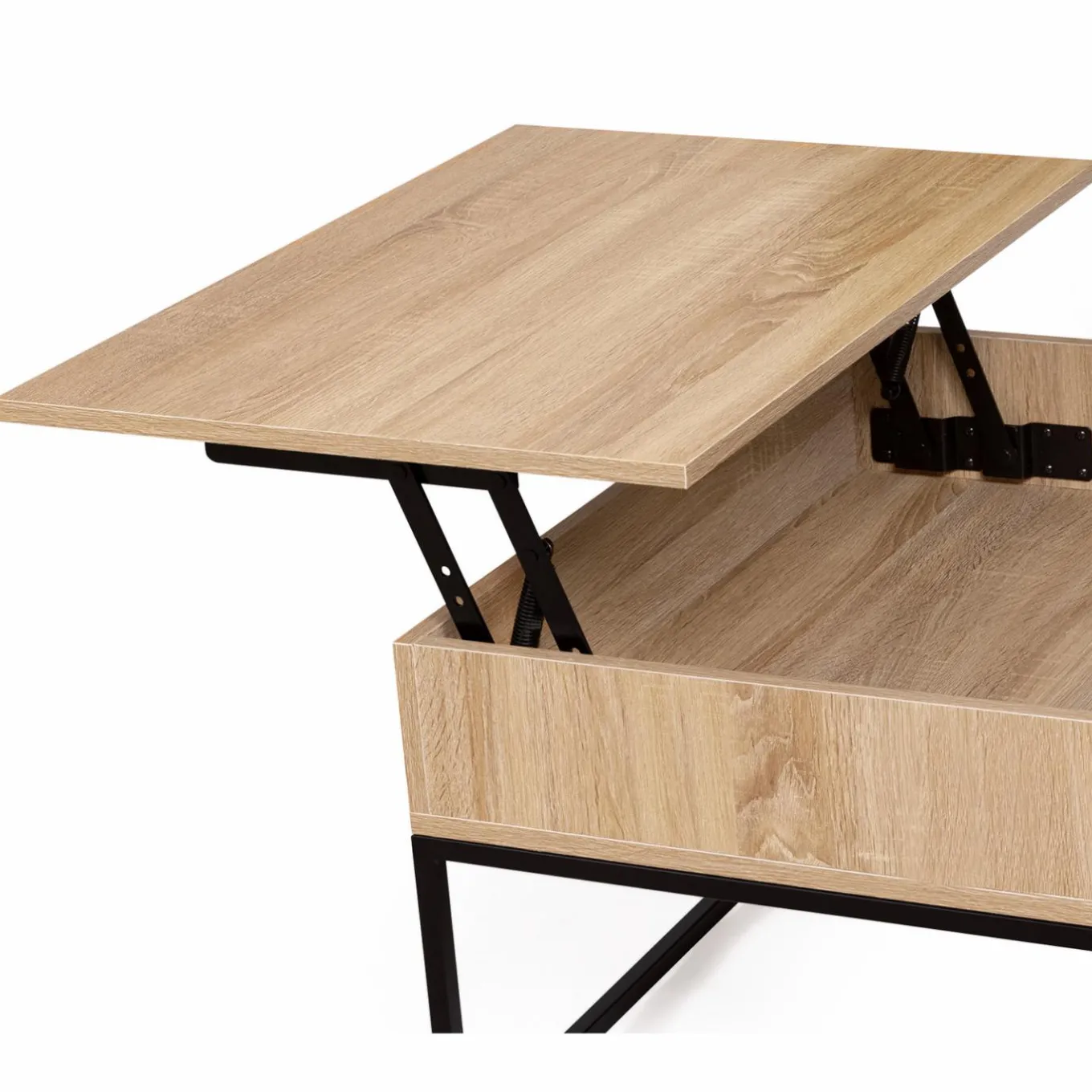IDMarket Table basse industrielle carrée avec plateau relevable* Collection Industrielle|Salon Complet