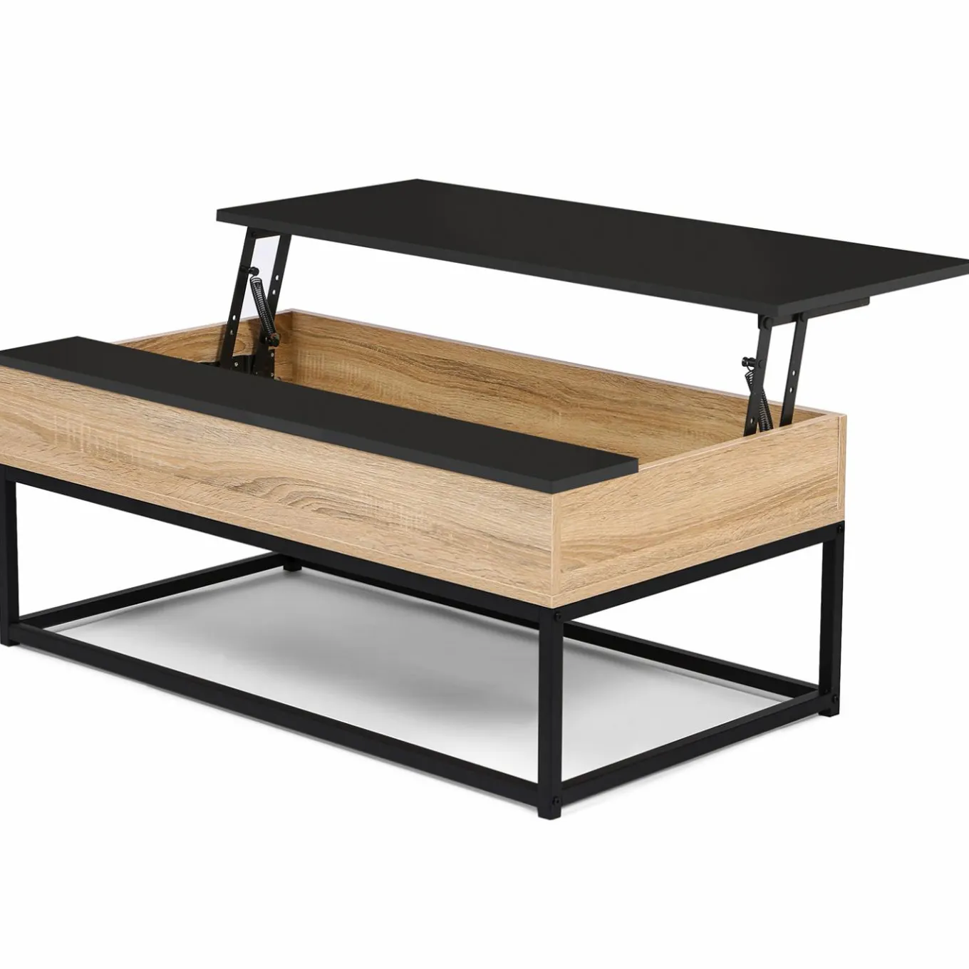 IDMarket Table basse industrielle avec plateau relevable noir* Collection Industrielle|Salon Complet