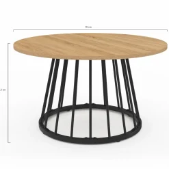 IDMarket Table basse industrielle ronde 70 cm bois et métal* Meubles Bas|Salon Complet
