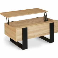 IDMarket Table basse industrielle relevable bois et noir* Meubles Bas|Meubles En Bois