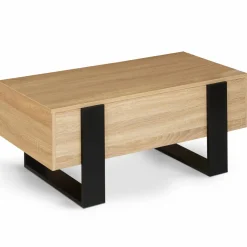 IDMarket Table basse industrielle relevable bois et noir* Meubles Bas|Meubles En Bois