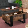 IDMarket Table basse industrielle relevable bois effet vieilli et noir* Meubles En Bois|Collection Design