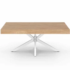 IDMarket Table basse industrielle rectangulaire bois et blanc 110 cm* Collection Vintage|Salon Complet