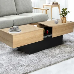 IDMarket Table basse moderne bicolore avec rangement mini bar intégré* Collection Contemporaine|Salon Complet