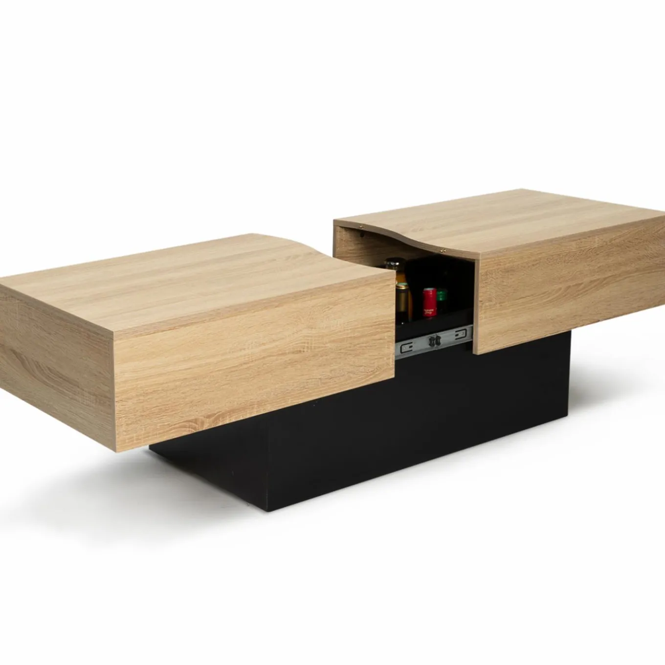 IDMarket Table basse moderne bicolore avec rangement mini bar intégré* Collection Contemporaine|Salon Complet