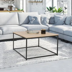 IDMarket Table basse métal industriel carrée* Collection Industrielle|Salon Complet