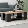 IDMarket Table basse noire avec plateau façon hêtre rectangulaire* Collection Design|Collection Contemporaine