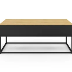 IDMarket Table basse noire style industriel avec plateau relevable en bois façon hêtre* Meubles En Bois|Collection Industrielle