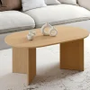 IDMarket Table basse ovale 110 cm bois effet hêtre* Meubles En Bois|Tables Basses