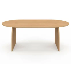 IDMarket Table basse ovale pied central bois effet hêtre 110 cm* Meubles En Bois|Tables Basses
