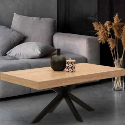 IDMarket Table basse pied araignée bois et noir* Collection Industrielle|Salon Complet