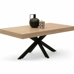 IDMarket Table basse pied araignée bois et noir* Collection Industrielle|Salon Complet