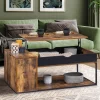 IDMarket Table basse plateau relevable style industriel effet bois vieilli* Collection Vintage|Collection Industrielle