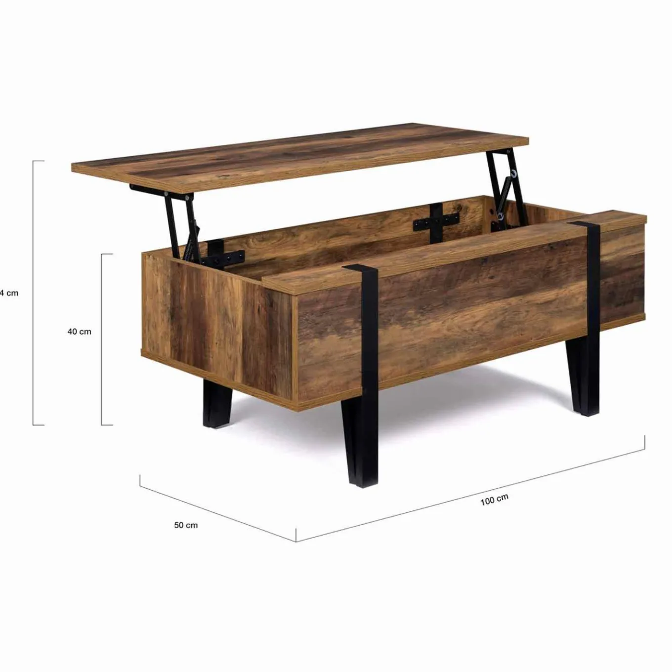 IDMarket Table basse plateau relevable bois foncé pied épingle* Meubles En Bois|Collection Vintage