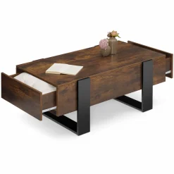 IDMarket Table basse rectangle avec tiroirs 100cm bois et noir* Salon Complet|Tables Basses