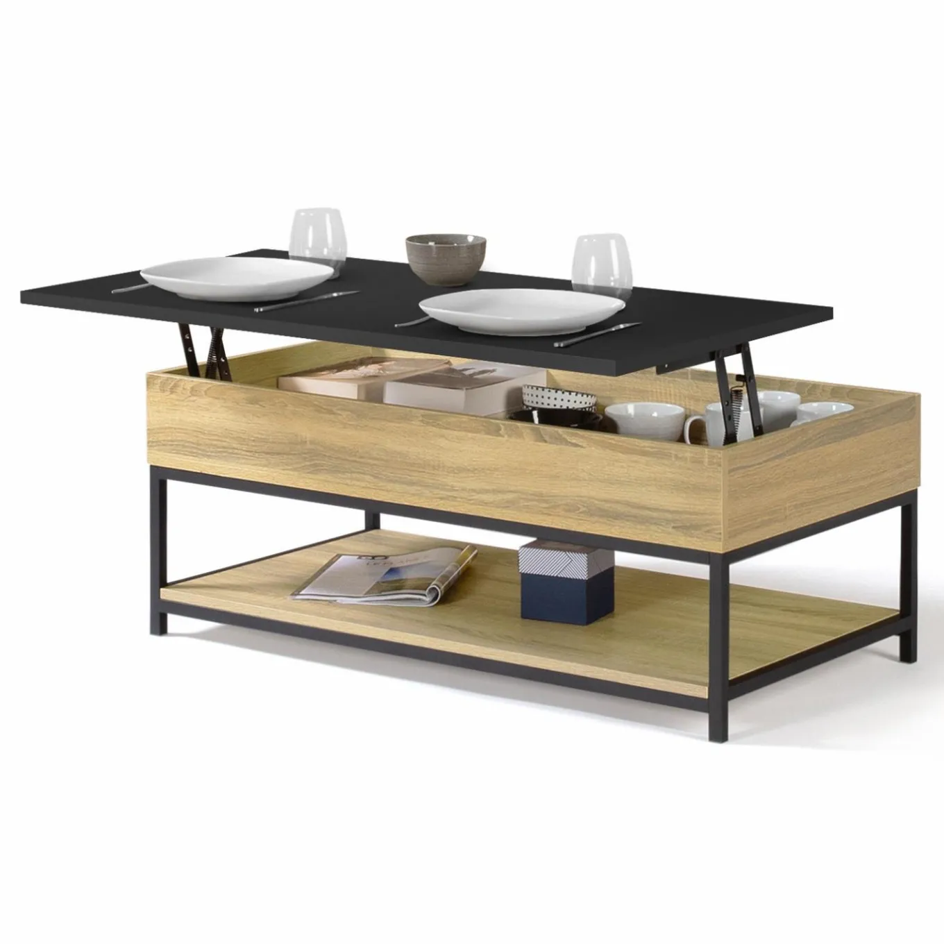 IDMarket Table basse rectangle design industriel* Tables Basses