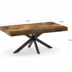 IDMarket Table basse rectangle pied araignée bois foncé et noir* Collection Vintage|Salon Complet