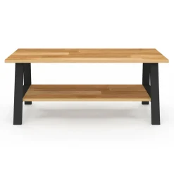 IDMarket Table basse rectangulaire 100 cm double plateau bois et noir* Tables Basses|Salon Complet
