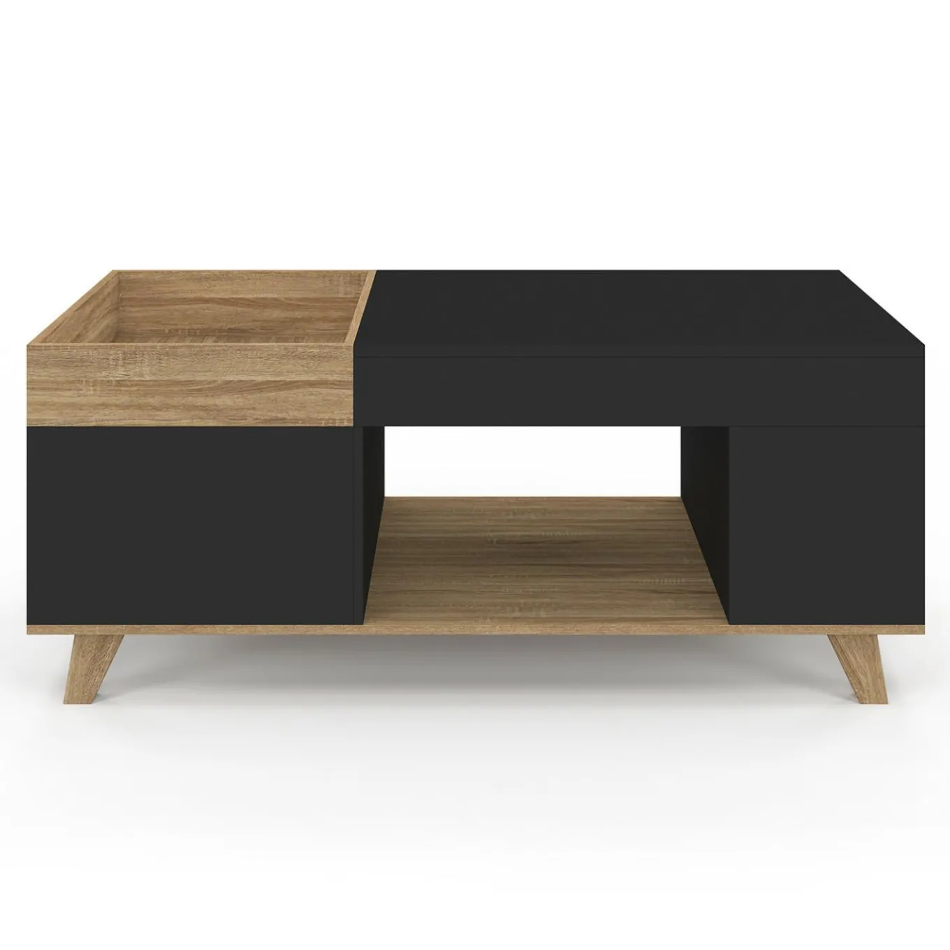 IDMarket Table basse rectangulaire plateau relevable bois et noir plateau amovible avec coffre* Meubles En Bois|Collection Moderne