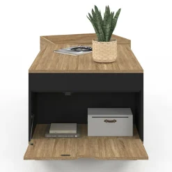 IDMarket Table basse rectangulaire plateau relevable bois et noir plateau amovible avec coffre* Meubles En Bois|Collection Moderne