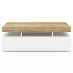 IDMarket Table basse rectangulaire 2 tiroirs blanc* Meubles Tiroirs|Meubles Blancs