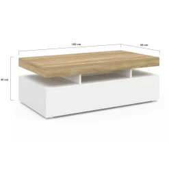 IDMarket Table basse rectangulaire 2 tiroirs blanc* Meubles Tiroirs|Meubles Blancs