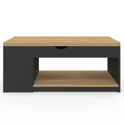 IDMarket Table basse rectangulaire convertible en table à manger noire et façon hêtre* Tables Basses|Collection Moderne