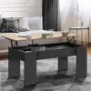 IDMarket Table basse rectangulaire relevable bois noir et imitation hêtre* Collection Design|Salon Complet