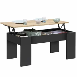 IDMarket Table basse rectangulaire relevable bois noir et imitation hêtre* Collection Design|Salon Complet