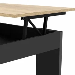 IDMarket Table basse rectangulaire relevable bois noir et imitation hêtre* Collection Design|Salon Complet