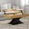 IDMarket Table basse rectangulaire plateau relevable pied noir* Collection Design|Collection Contemporaine