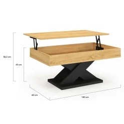 IDMarket Table basse rectangulaire plateau relevable pied noir* Collection Design|Collection Contemporaine