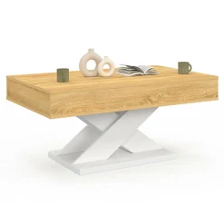 IDMarket Table basse rectangulaire plateau relevable pied blanc* Collection Design|Collection Contemporaine