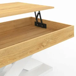 IDMarket Table basse rectangulaire plateau relevable pied blanc* Collection Design|Collection Contemporaine