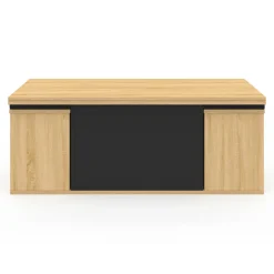 IDMarket Table basse rectangulaire double plateau relevable avec poufs bois et noir convertible en table à manger* Collection Moderne|Salon Complet