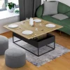 IDMarket Table basse rectangulaire industrielle relevable et convertible pour manger* Meubles Bas|Salon Complet