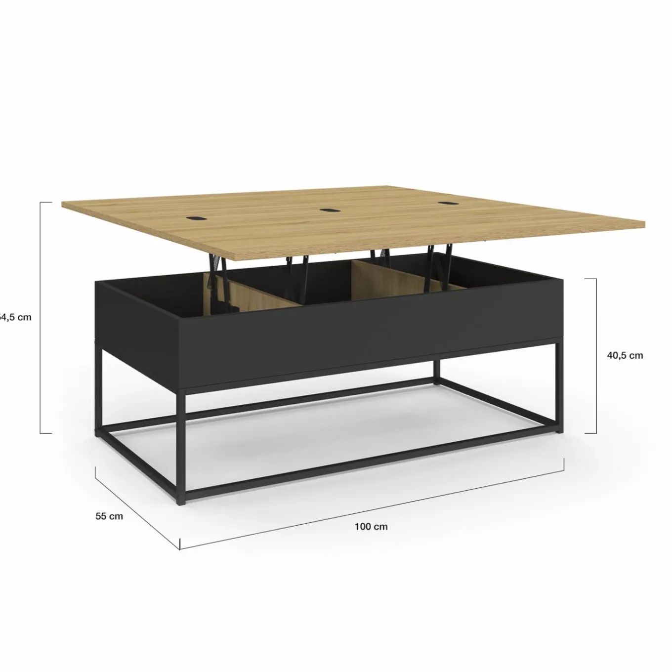 IDMarket Table basse rectangulaire industrielle relevable et convertible pour manger* Meubles Bas|Salon Complet