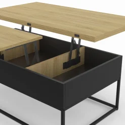 IDMarket Table basse rectangulaire industrielle relevable et convertible pour manger* Meubles Bas|Salon Complet