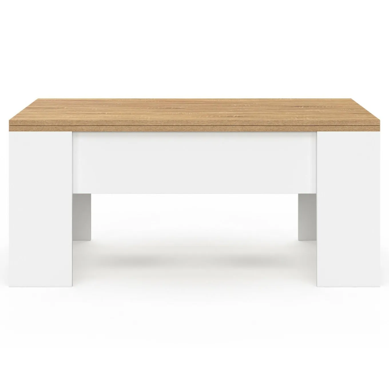 IDMarket Table basse rectangulaire double plateau relevable bois imitation hêtre* Collection Design|Collection Moderne