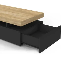 IDMarket Table basse rectangulaire 2 tiroirs noir* Meubles Tiroirs|Collection Contemporaine