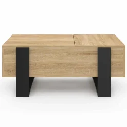 IDMarket Table basse relevable 2 plateaux bois et noir* Tables Basses|Collection Moderne