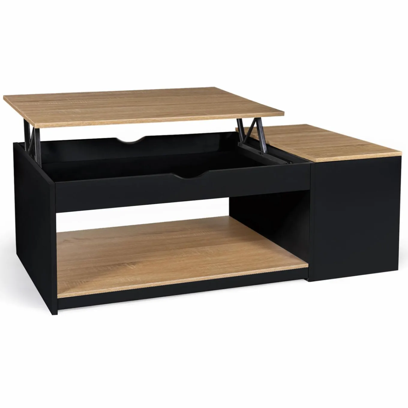 IDMarket Table basse relevable bois noir et façon hêtre* Meubles Bas|Collection Design