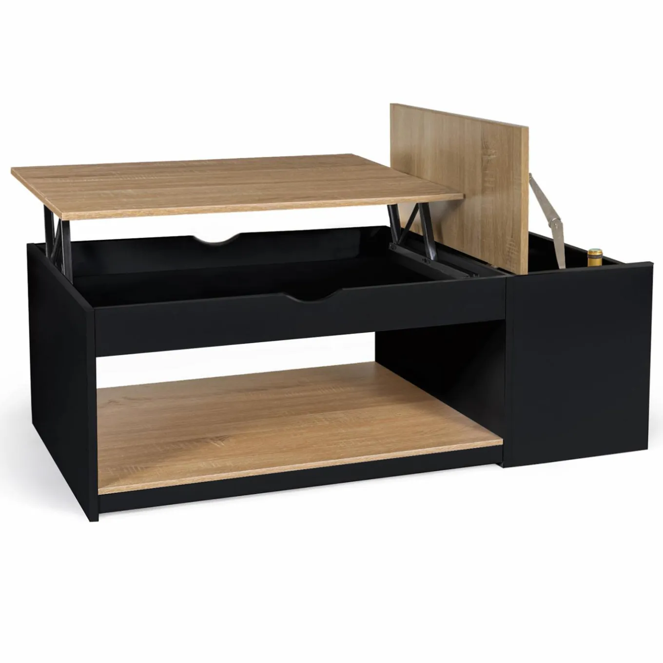 IDMarket Table basse relevable bois noir et façon hêtre* Meubles Bas|Collection Design