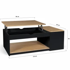 IDMarket Table basse relevable bois noir et façon hêtre* Meubles Bas|Collection Design