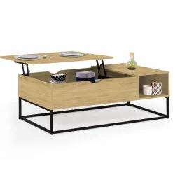 IDMarket Table basse relevable bois et métal avec rangements* Tables Basses