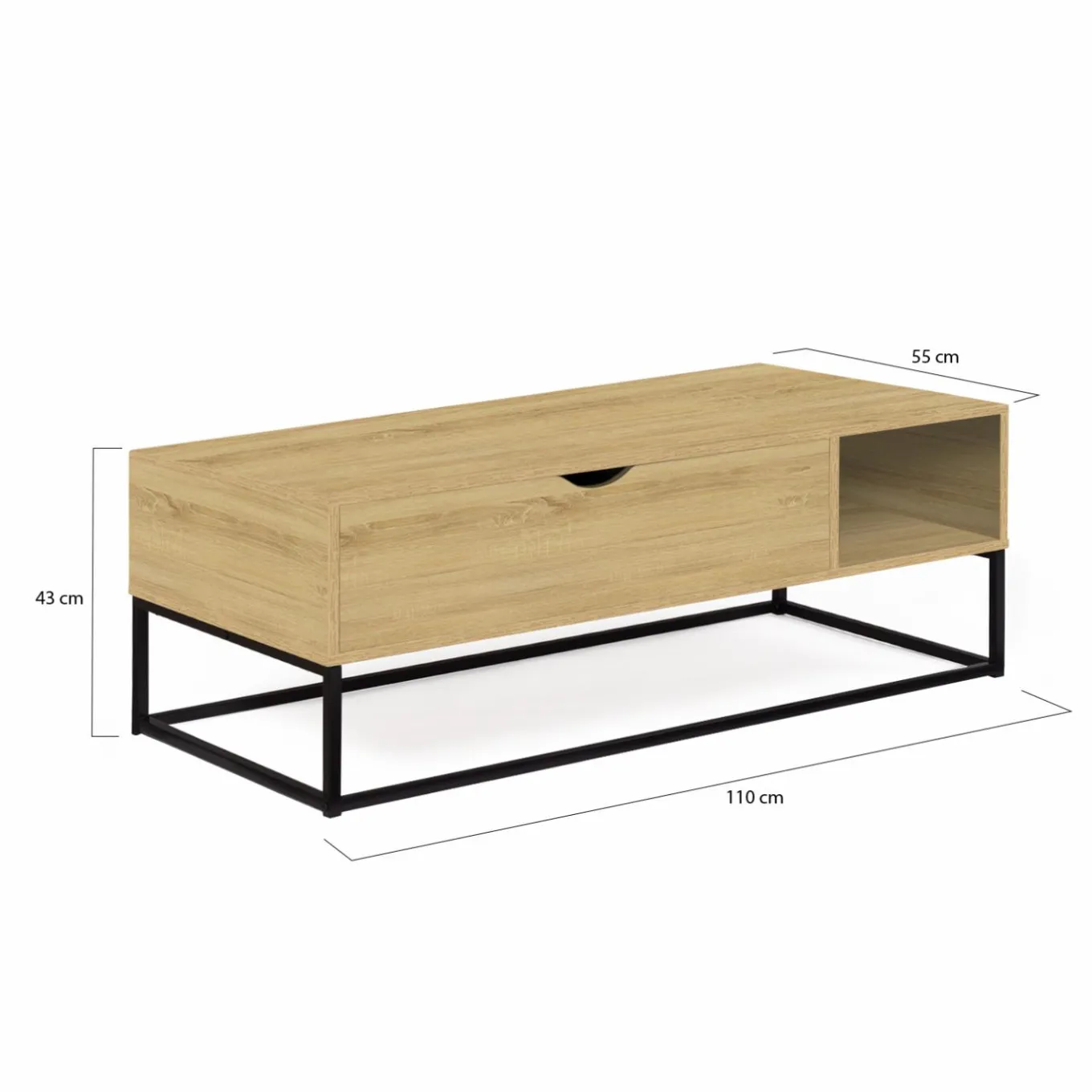 IDMarket Table basse relevable bois et métal avec rangements* Tables Basses