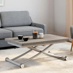 IDMarket Table basse relevable en table à manger moderne avec plateau effet béton* Collection Design|Collection Contemporaine