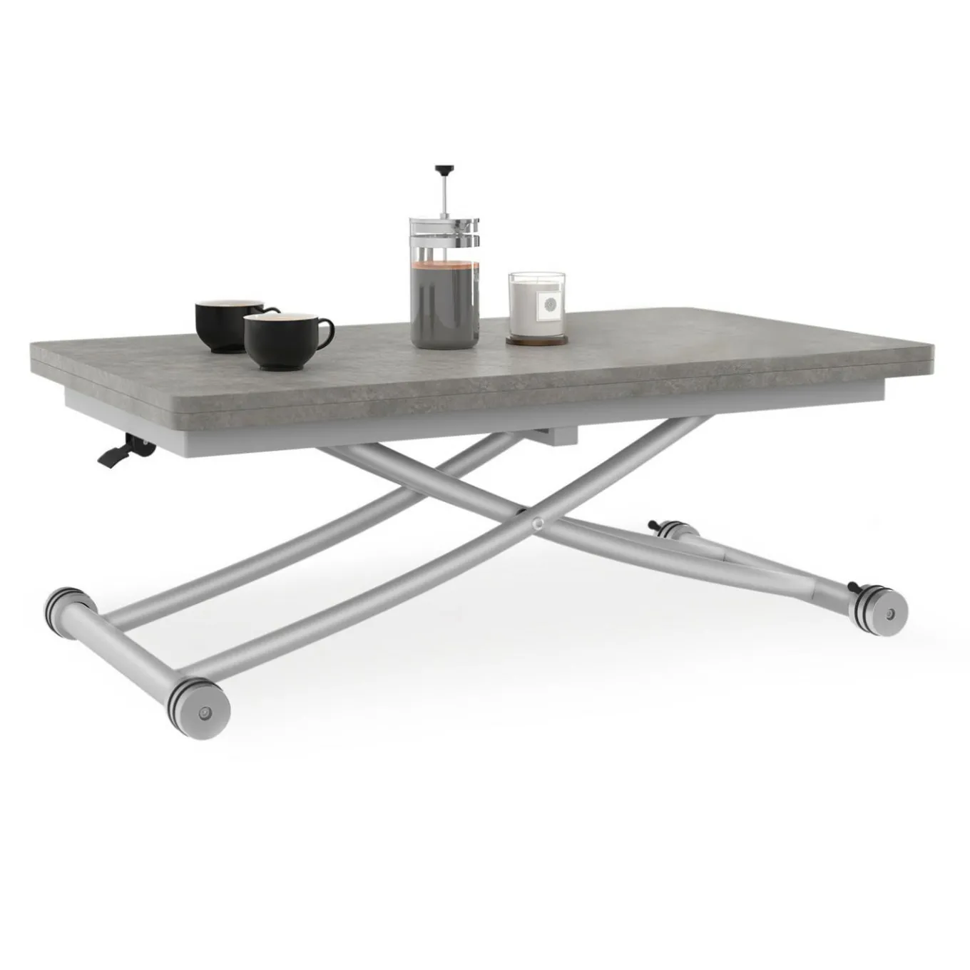 IDMarket Table basse relevable en table à manger moderne avec plateau effet béton* Collection Design|Collection Contemporaine